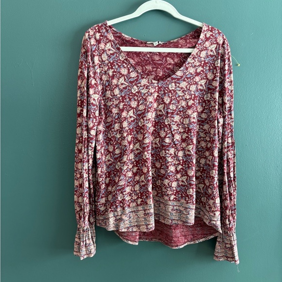 Lucky Brand Tops - Lucky Brand Floral Scoop Neck Long Sleeve Top Boho floral size L